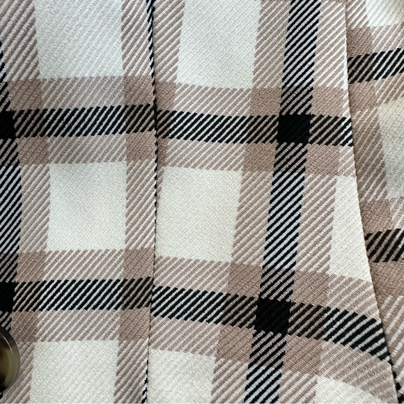 H&M (XXS) Double-Breasted Blazer in Ivory, Black and Beige Plaid - Picture 11 of 14